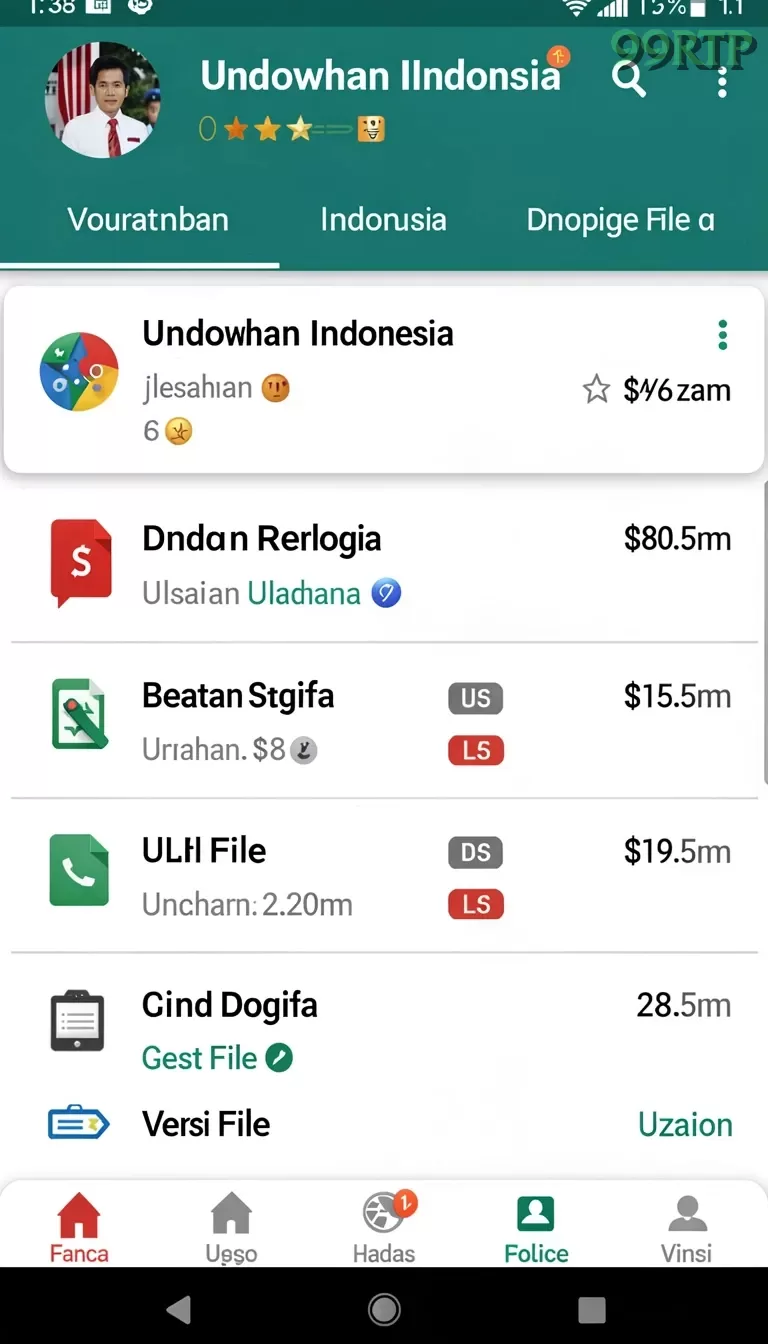 Cuplikan layar BOSWIN77 — menu navigasi