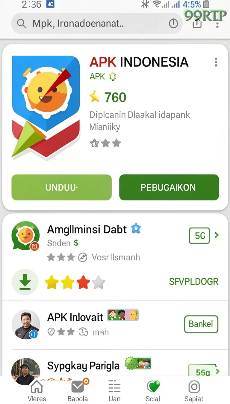 Cuplikan layar BOSWIN77 — aktivitas